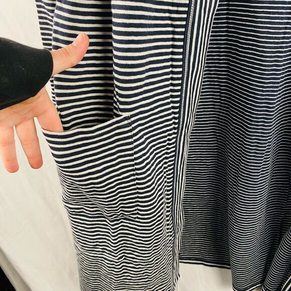 J. Jill Navy Blue & White Striped Long Open Cardigan Small Classic Minimal NWT - Picture 6 of 6